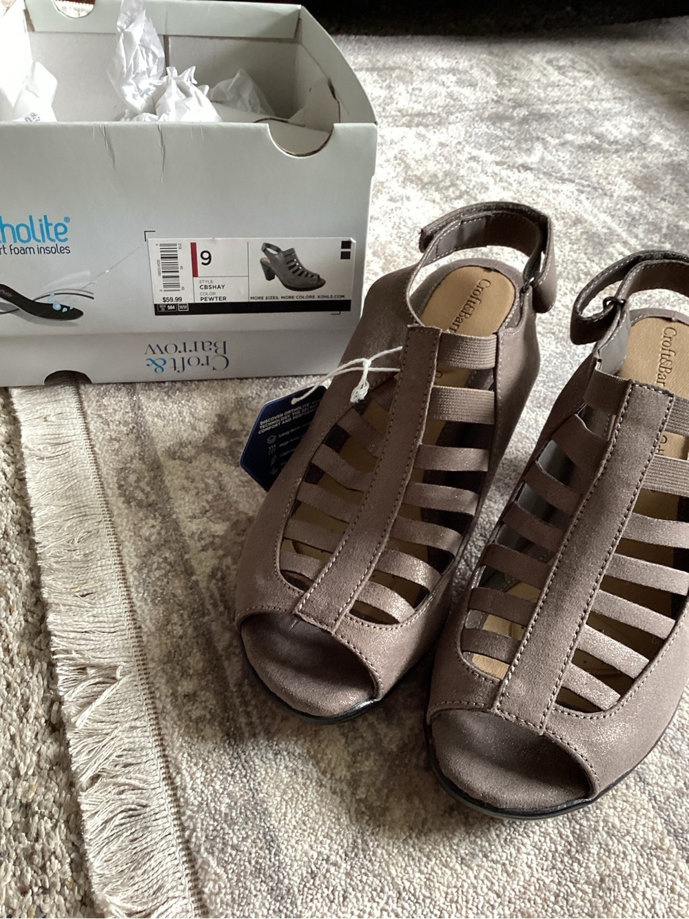 Comfortiva Brown Strappy Gladiator Wedge Sandals